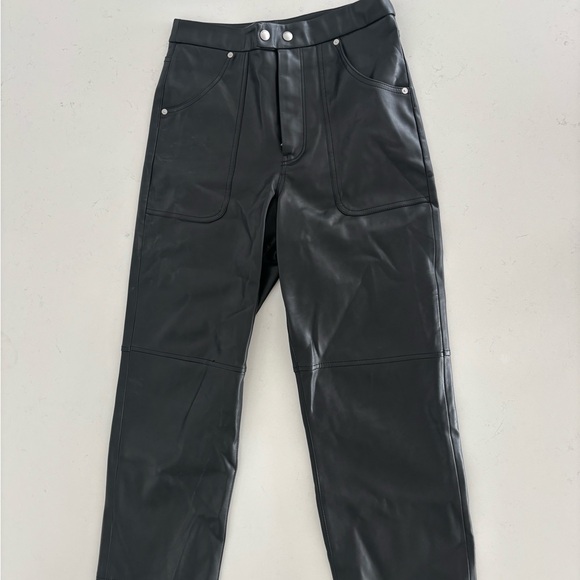 Blank NYC Black Vegan Leather Rip Cage Straight Leg Pants - Picture 2 of 4